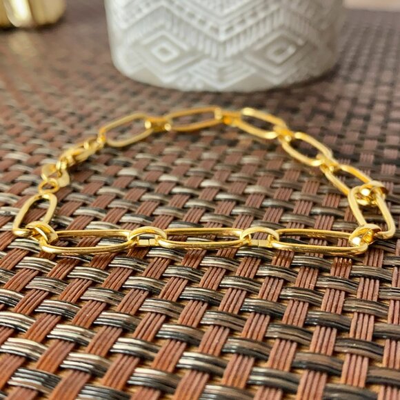 14K Gold Filled Paper Clip Bracelet for Womens Girls Elegant Design Fashion Gift - Picture 6 of 10